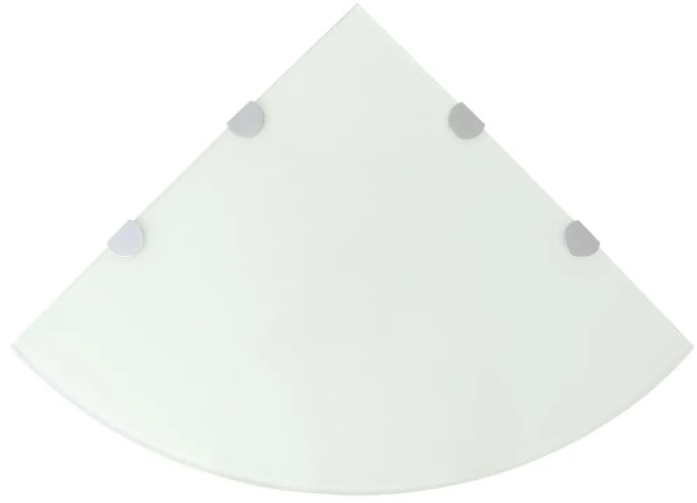 Scaffali Angolari 2 Pz Supporti Cromati E Vetro Bianco 45x45 Cm /