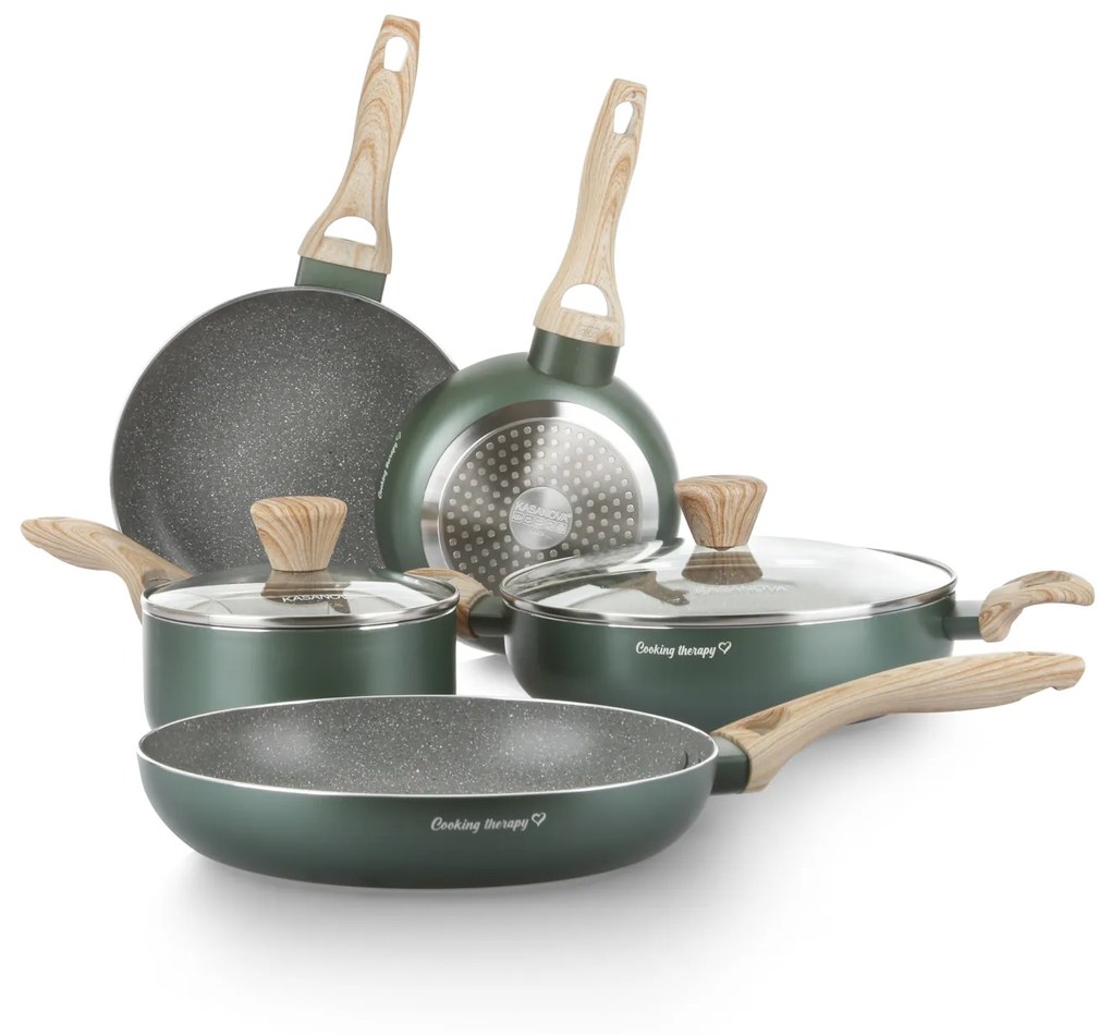 Batteria pentole 7 pezzi verde Cooking Therapy