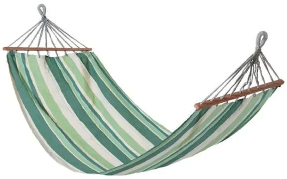 Trade Shop - Amaca 200 X 100 Cm Tessile Righe Verdi Multicolore Per Campeggio Giardino 69605a
