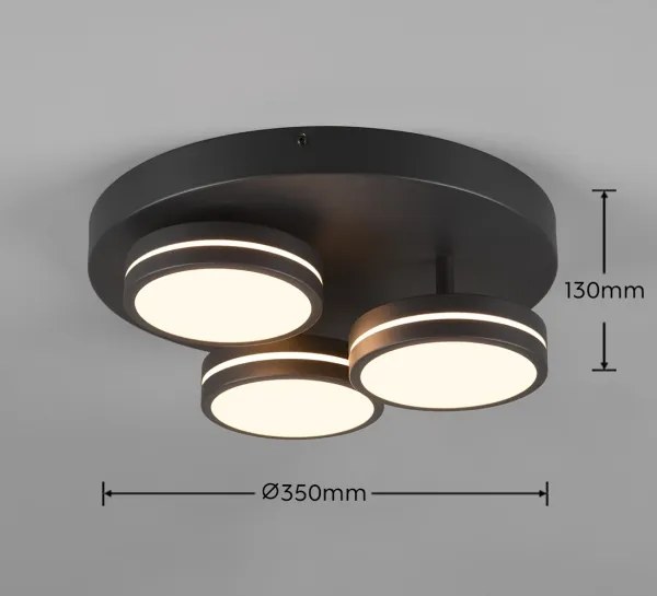 Trio - Plafoniera a LED dimmerabile FRANKLIN 3xLED/8,5W/230V Ø 35 cm nera