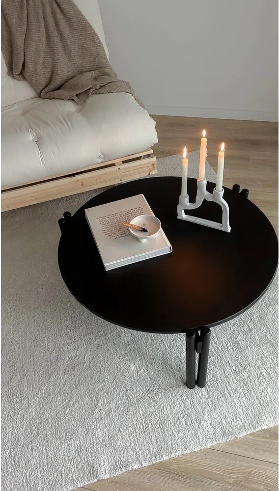 Tavolino rotondo nero in legno di pino ø 80 cm Sticks - Karup Design