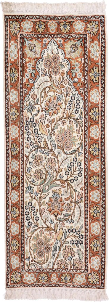 Cashmere Silk Tappeto orientale 50x130 (Indian) Annodato A Mano
