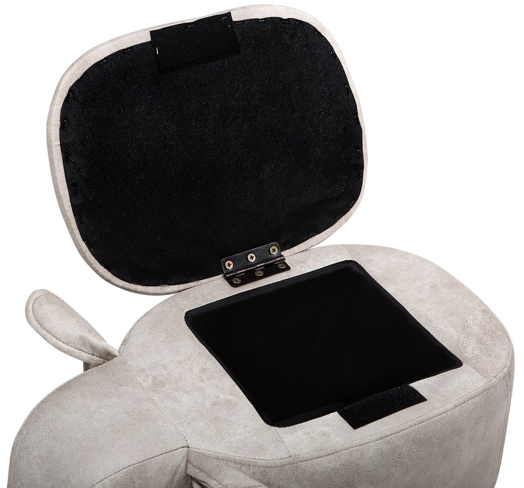Pouf in tessuto similpelle grigio chiaro ELEPHANT Beliani