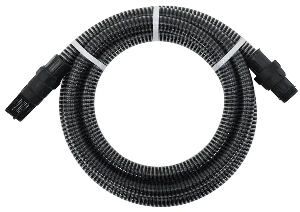 Tubo Di Aspirazione Con Raccordi İn Ottone Nero 1" 10 M Pvc /