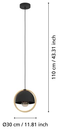 Eglo 43755 - Lampadario a sospensione con filo CALLOW 1xE27/40W/230V