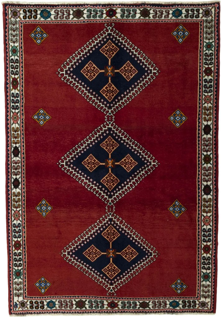 Shiraz Tappeto persiano 210x150 Rosso (Iran) Annodato A Mano