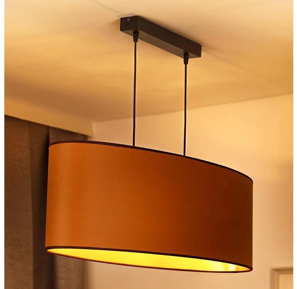 Duolla - Lampadario a sospensione con filo OVAL VEGAN 2xE27/15W/230V marrone