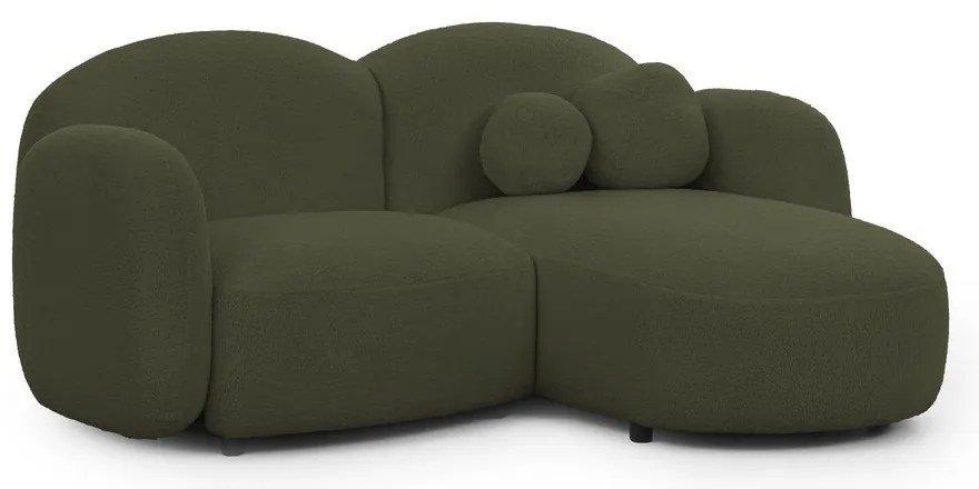 Divano angolare verde (con penisola a destra/con chaise lounge) con rivestimento in bouclé Orbit – Ropez