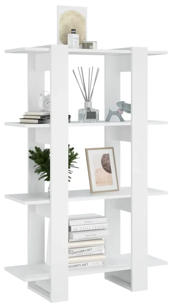 Libreria/divisorio bianco lucido 80x30x123,5 cm