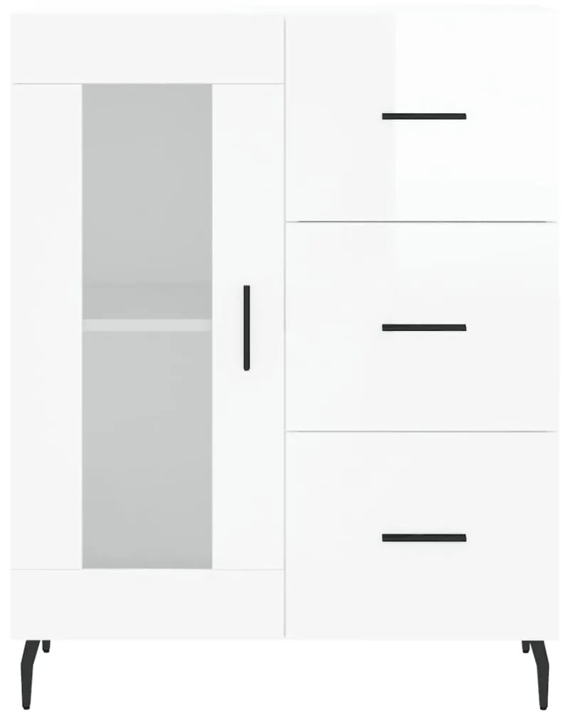 Credenza 69,5x34x90 cm in legno multistrato bianco lucido