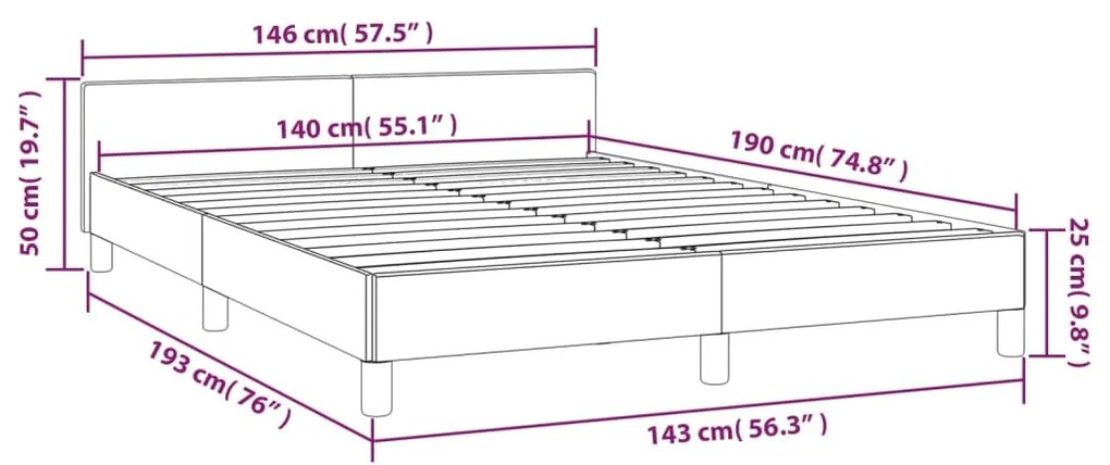 Giroletto con Testiera Tortora 140x190 cm in Tessuto