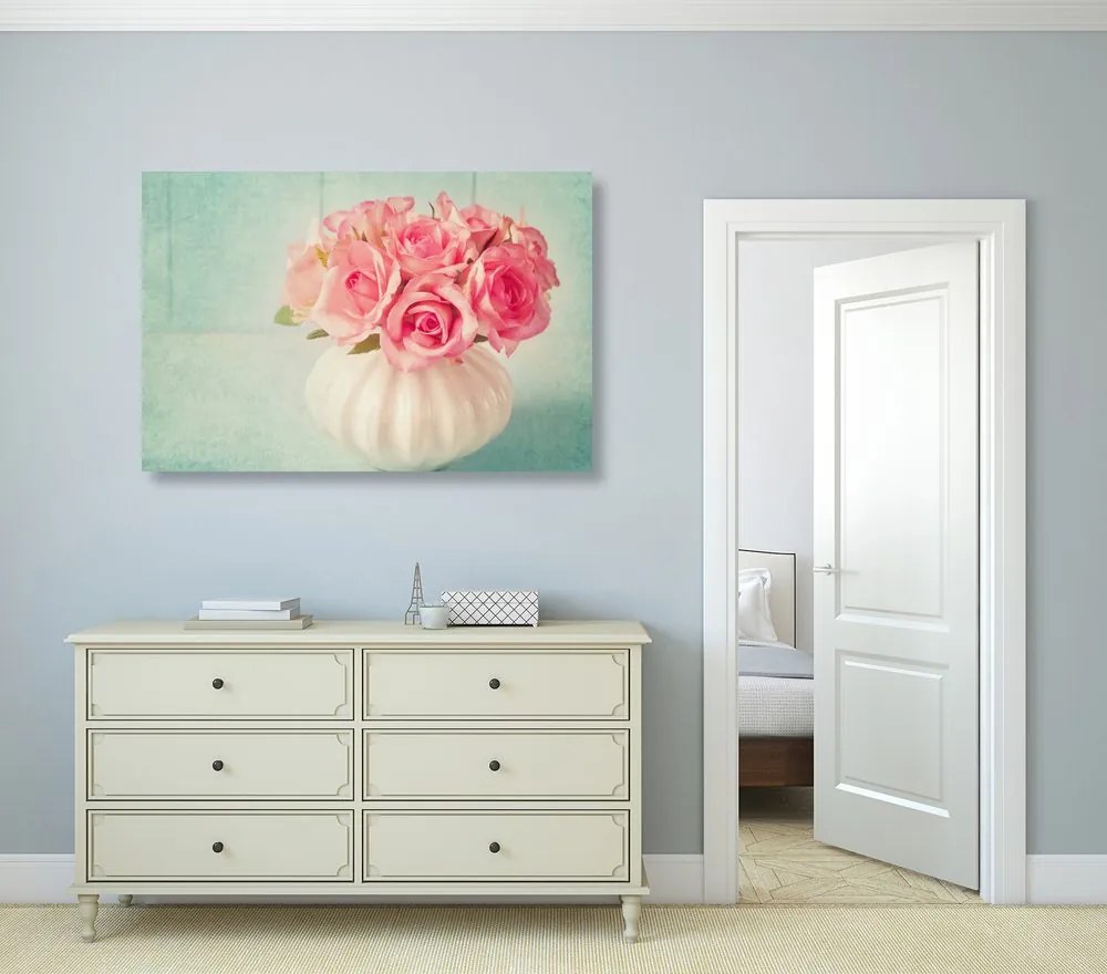 Quadro su tela – Rose nel vaso