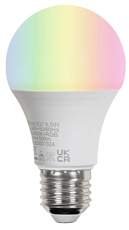Lampada da parete esterna intelligente nera con vetro a coste incl. 2 Wifi A60 - Charlois