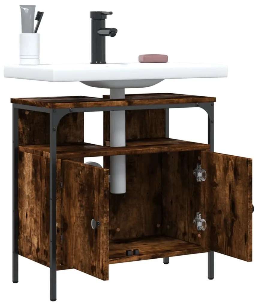 Mobile lavabo bagno rovere fumo 60x30x60 cm legno multistrato