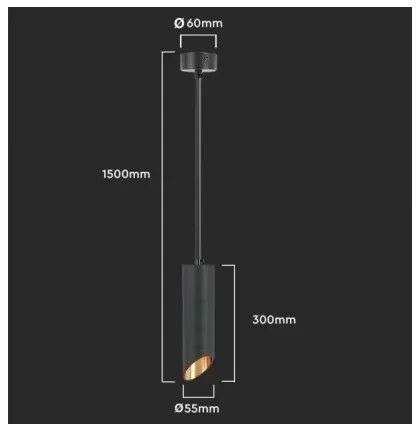 Lampadario a sospensione con supporto rigido 1xGU10/35W/230V 30 cm nero