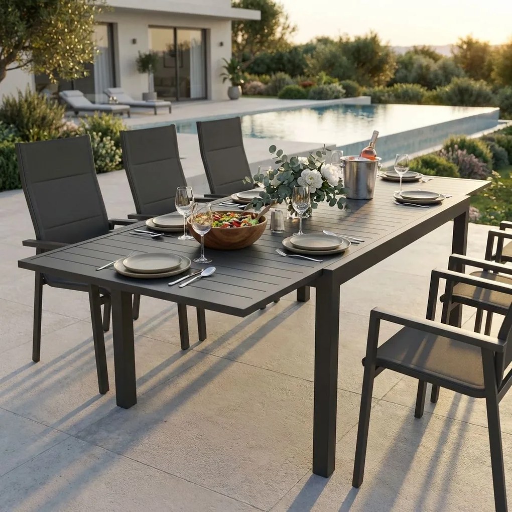 DEXTER - tavolo da giardino allungabile in alluminio da 200 x 100 cm