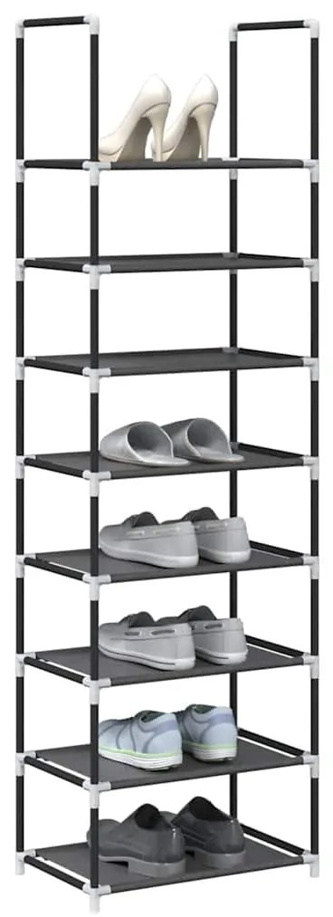 Scarpiera 8 Ripiani Nera 44x28x145 Cm İn Tessuto Non Tessuto /