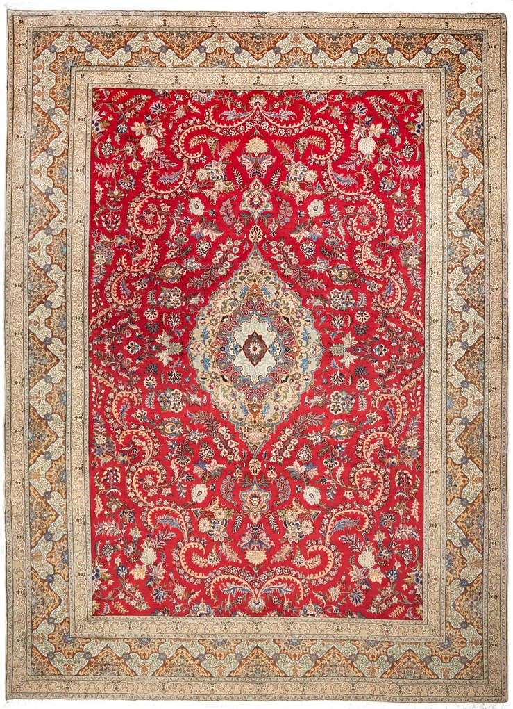 Kashan Tappeto persiano 410 x 300 Rosso (Iran) Annodato A Mano