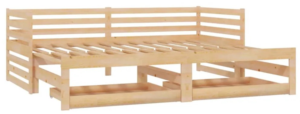 Dormeuse Estraibile 2x(90x200) cm Legno Massello di Pino