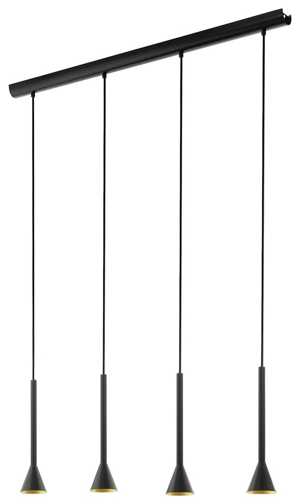 Lampadario Contemporaneo Cortaderas Acciaio Nero Oro 4 Luci Gu10 4,8W