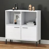 Libreria Gambe Metallo Bianco 90x35x90,5 cm Legno Massello OSLO cod mxl 18243