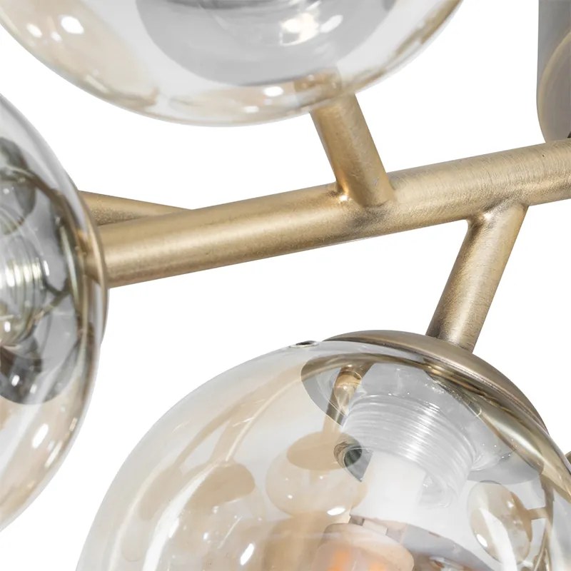 Plafoniera smart bronzo con vetro ambrato 12 luci con Zigbee G9 - Bianca