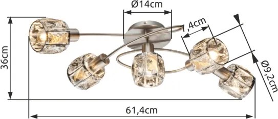 Globo 54356-5 - Lampadario a plafone KRIS 5xE14/40W/230V