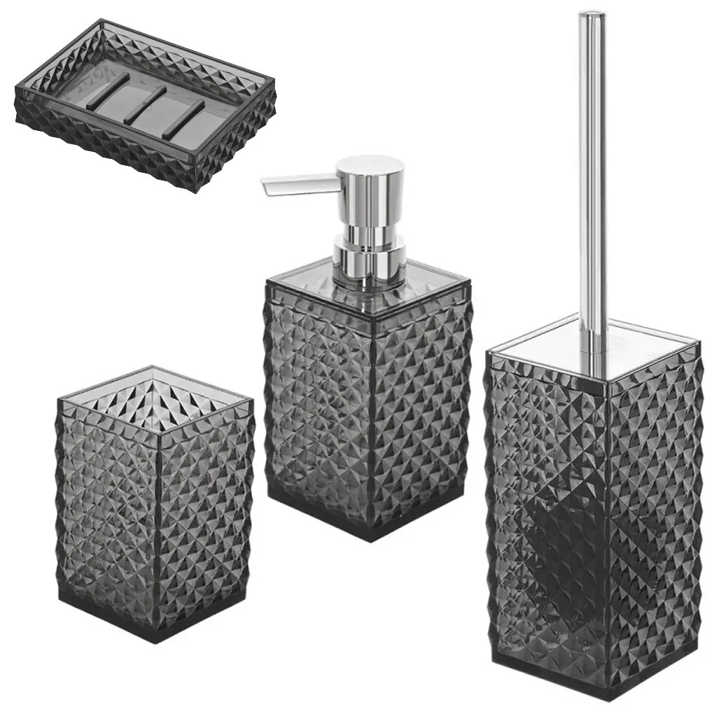 Set 4 Accessori D'Appoggio Feridras "Milano" Nero Trasparente