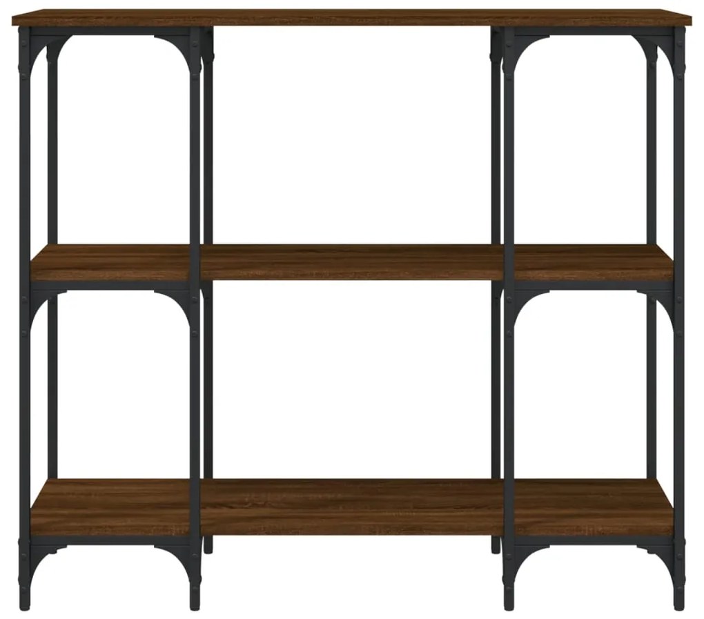 Tavolino consolle rovere marrone 102x35x90 cm legno multistrato