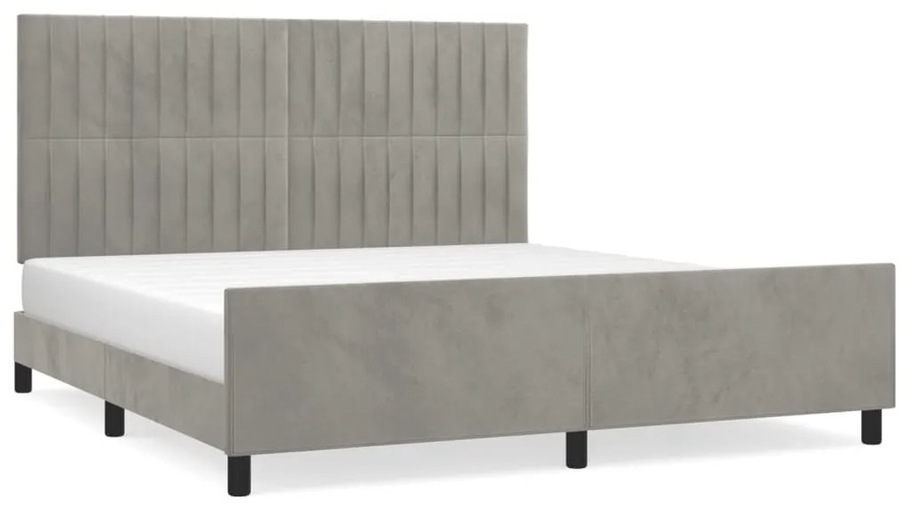 Giroletto con testiera grigio chiaro 180x200 cm in velluto