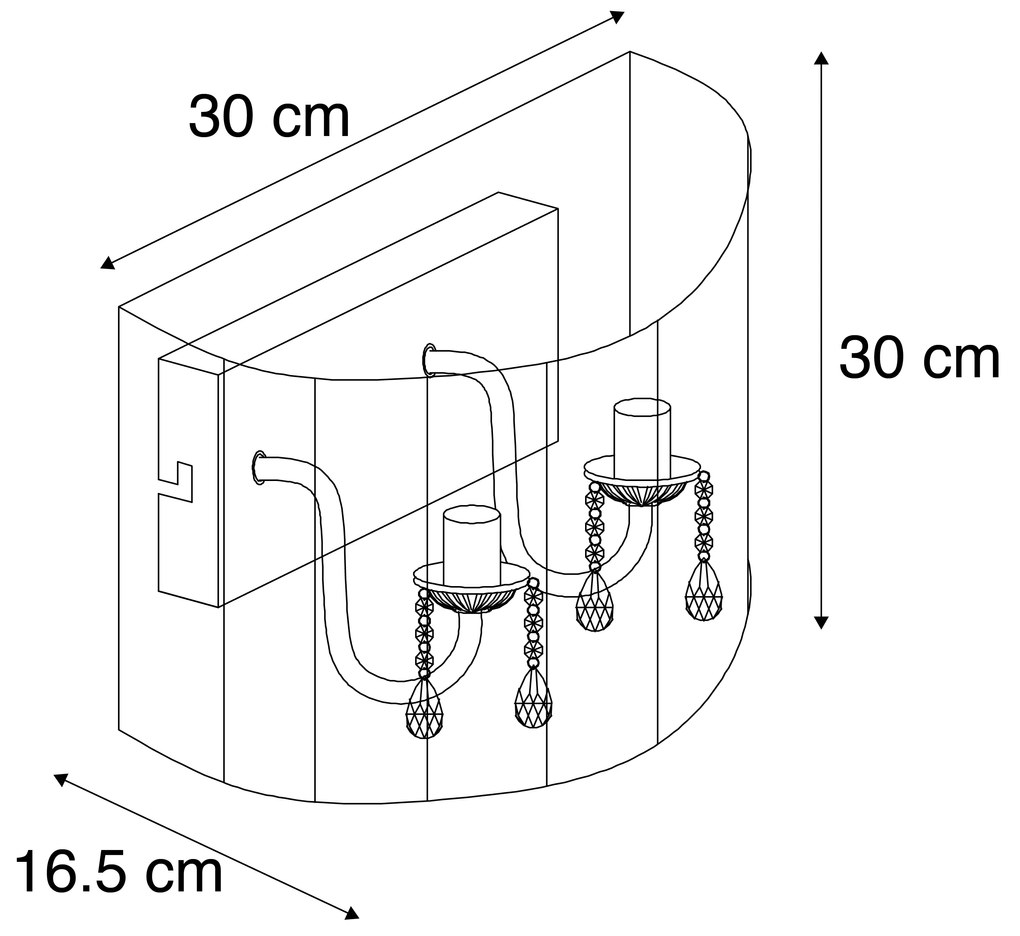 Applique da parete cromata classica con paralume nero - Ann-Kathrin 2
