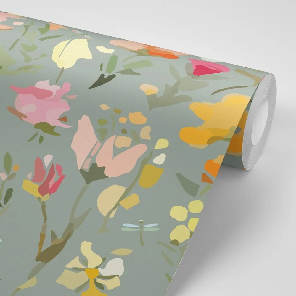 Carta da parati – Fiori dipinti astratti