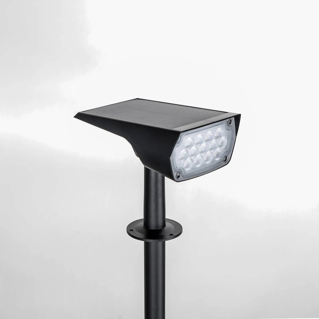 Prios LED faretto solare Helier, 49 cm, nero, picchetto a terra