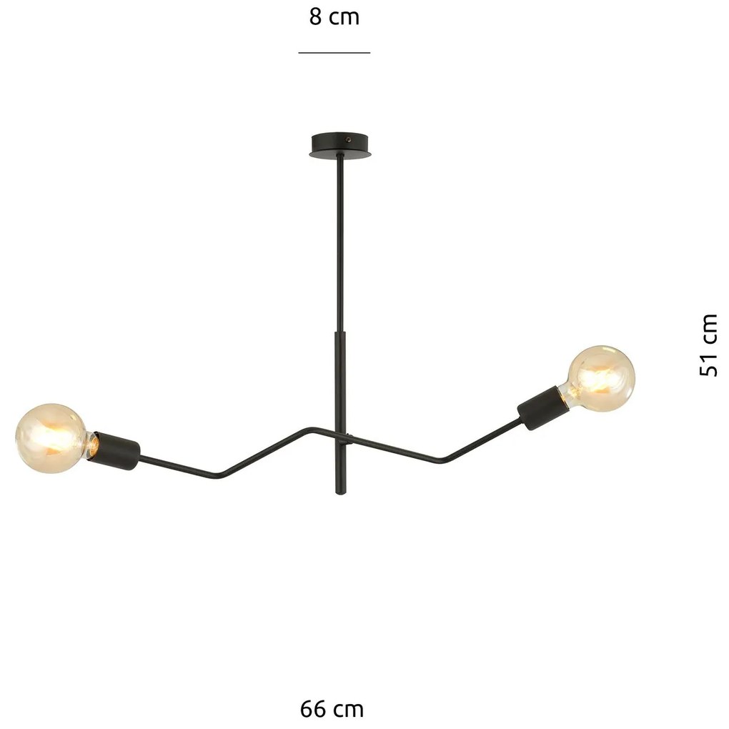 Sospensione Industrial 2 Luci Frix In Acciaio Nero E Bracci Regolabili