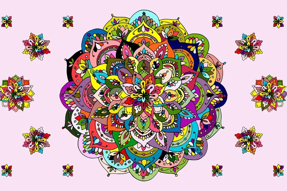 Carta da parati autoadesiva – Mandala multicolore