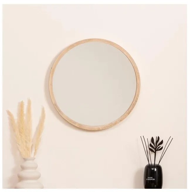 Atmosphera - Specchio da parete OLAV diametro 52 cm paulownia