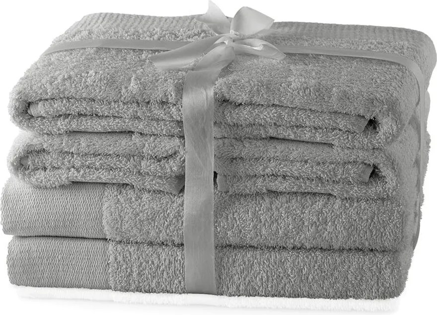 Asciugamani e teli da bagno in spugna di cotone grigio in un set di 6 pezzi Amari - AmeliaHome