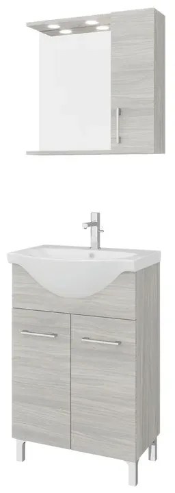 Mobile sottolavabo e lavabo con sifone Symoa per vasca centrale legno grigio in truciolare L 55 x H 81.5 x P 50.5 cm, 2 ante
