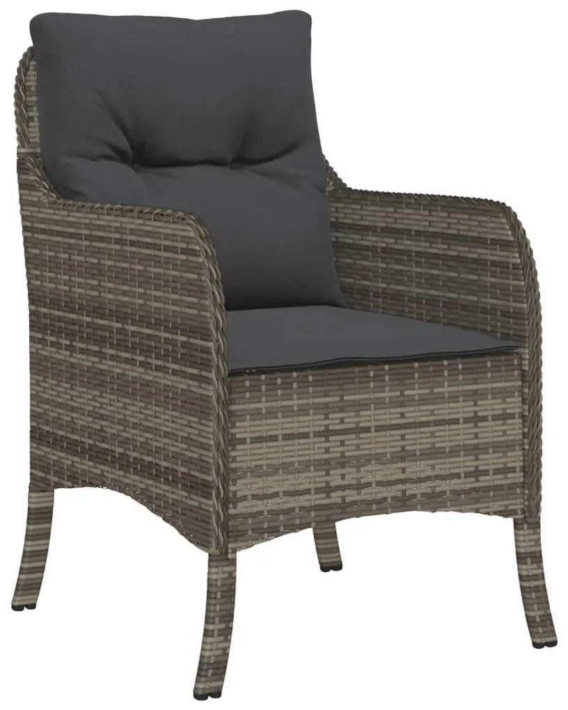 Set da pranzo da giardino 9 pz con cuscini in polyrattan grigio