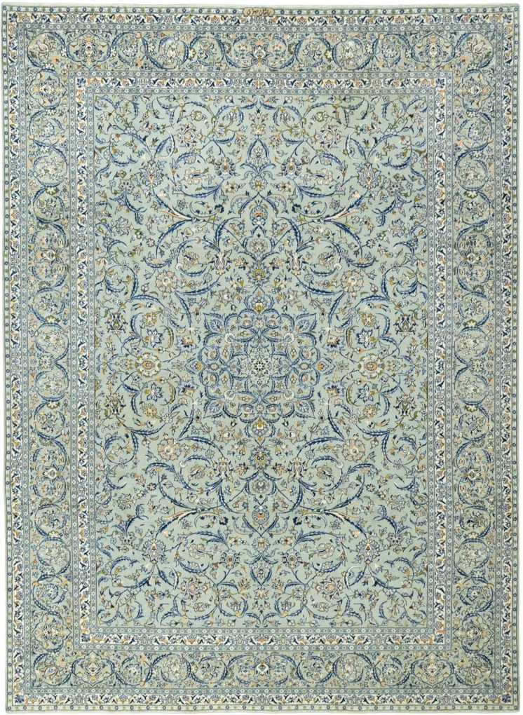 Kashan Tappeto 420x310 Blu (Iran) Annodato A Mano