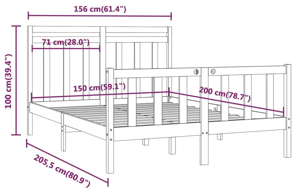 Giroletto Miele in Legno Massello 150x200 cm King Size