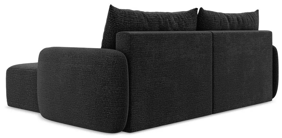 Divano angolare nero allungabile/con contenitore (con penisola a destra) Kalena – Makamii