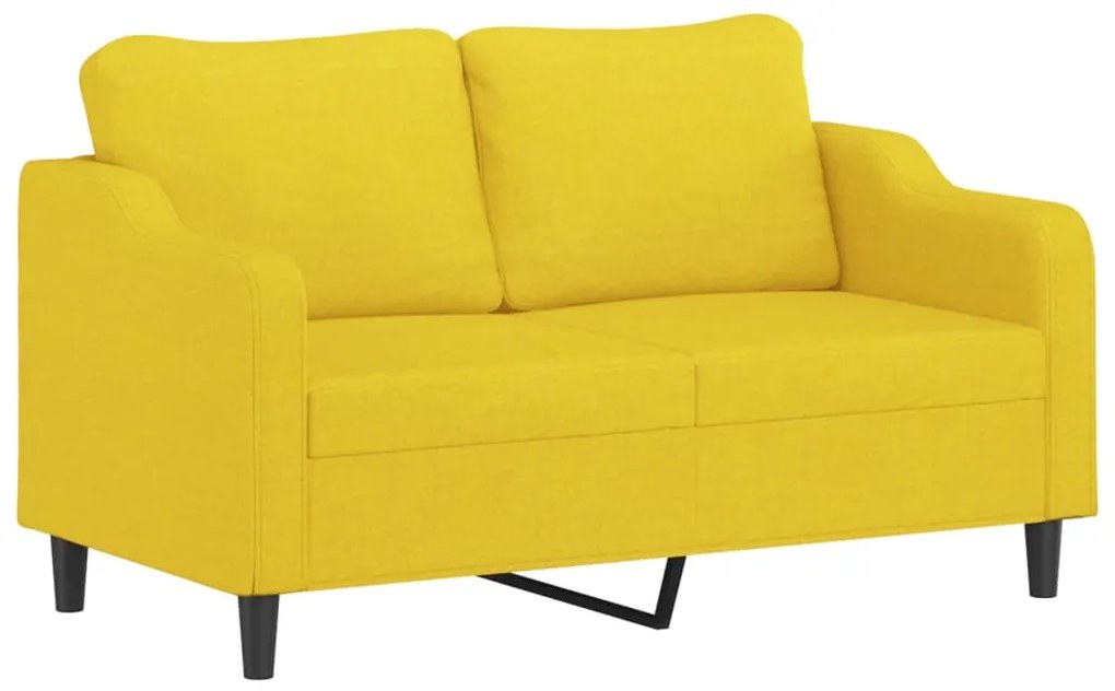 Set di divani 2 pz con cuscini giallo chiaro in tessuto