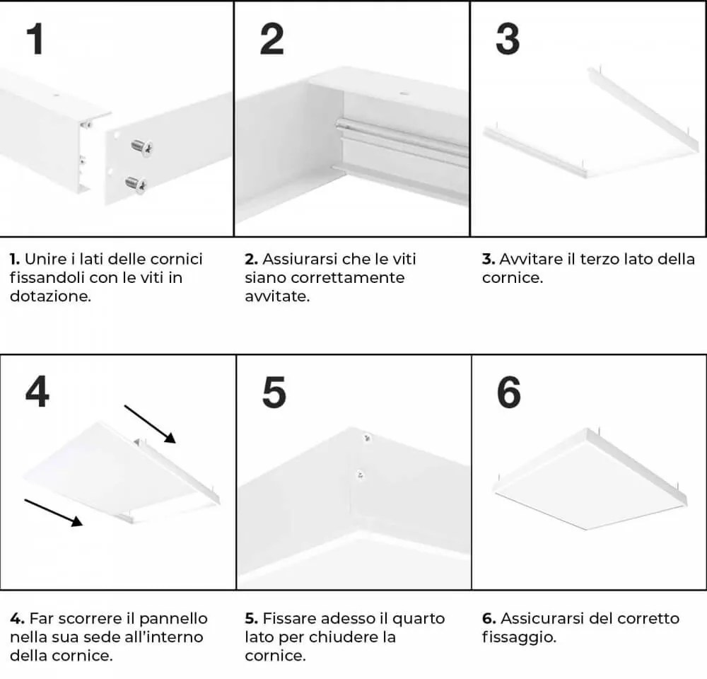 Plafoniera LED 60x60 48W, 110lm/W, No Flickering Colore Bianco Freddo 5.700K