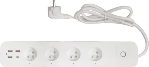 Immax NEO 07771L - Multipresa NEO LITE Smart con 4 prese AC, 3 porte USB e 1 porta USB-C, Wi‑Fi (Tuya)