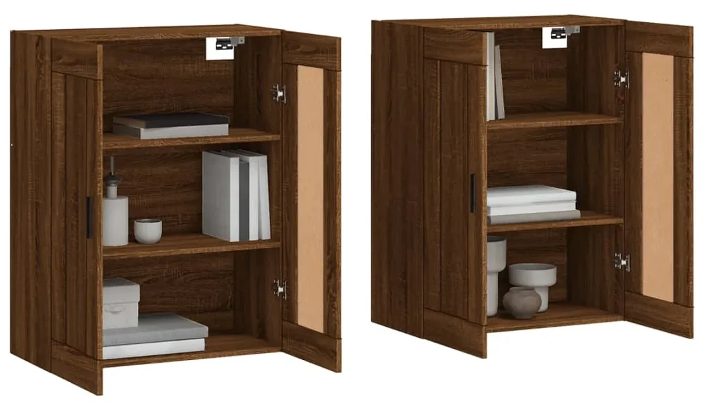 Armadietti a parete 2 pz rovere marrone in legno multistrato
