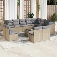 Set Divano da Giardino 13 pz con Cuscini Beige in Polyrattan 3218479