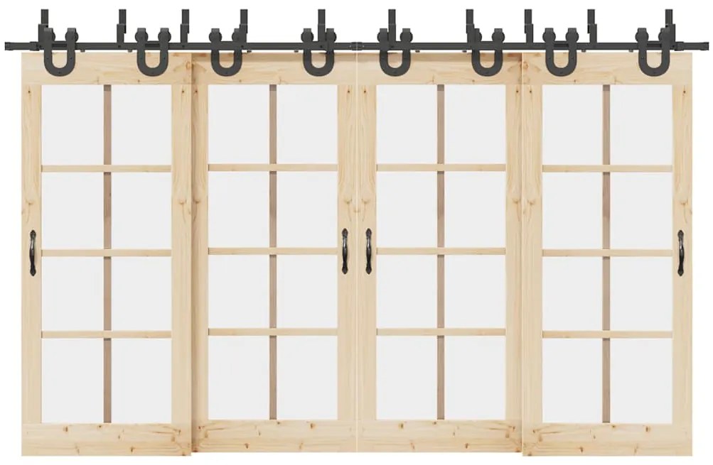 Kit Di Binari Per Porte Scorrevoli 366 Cm Acciaio Nero /