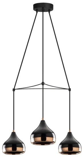 Lampadario a sospensione su cavo YILDO 3xE27/40W/230V nero/rame