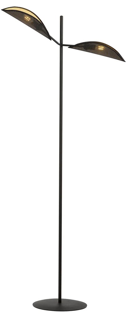 Piantana Moderno Eridano Acciaio Nero Oro 2 Luci E14 Ip20